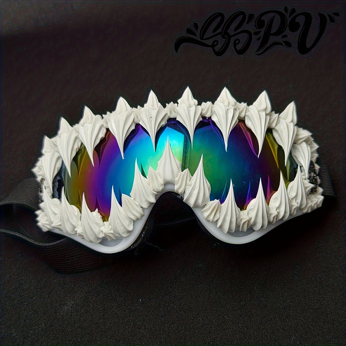 1pc SSPV Gothic Spiked Cosplay Glasses - Streetwear Novelty Eyewear with Spike Frame, Handmade Unique for halloween, Carnival, Costume Parties (Non-Prescription Glasses)