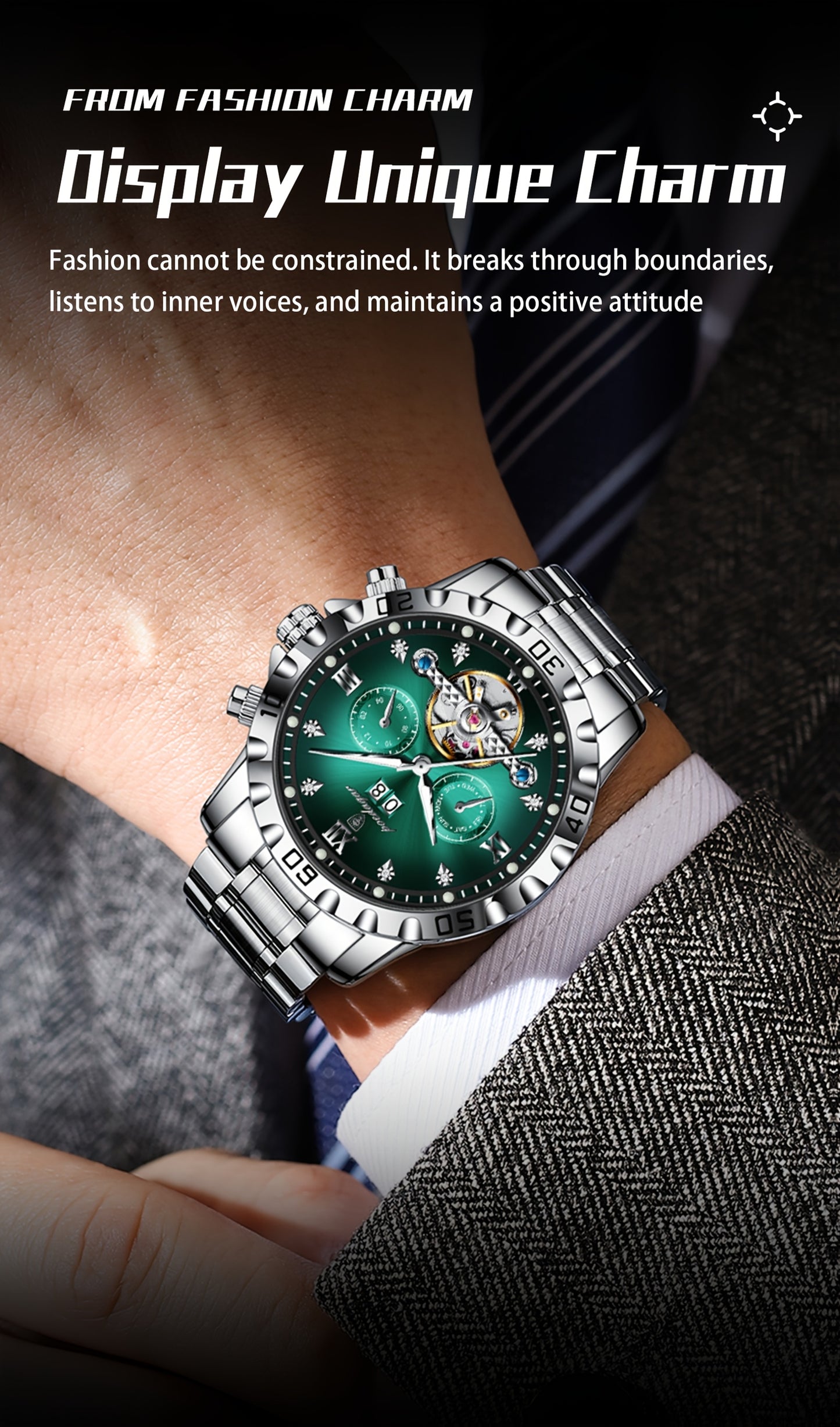 POEDAGAR Men's Luxury Business Watch - Automatic Waterproof