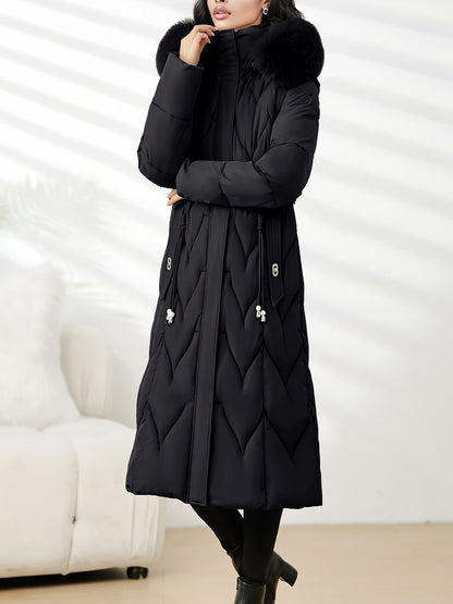 Damenmantel in Übergröße, knielang, neue Wintermode, schmal geschnitten, mit Kapuze und dickem Futter, Winterjacke für Damen in Übergröße, leichte Wintermäntel für Damen mit Taschen, Jacke für Damen in Übergröße