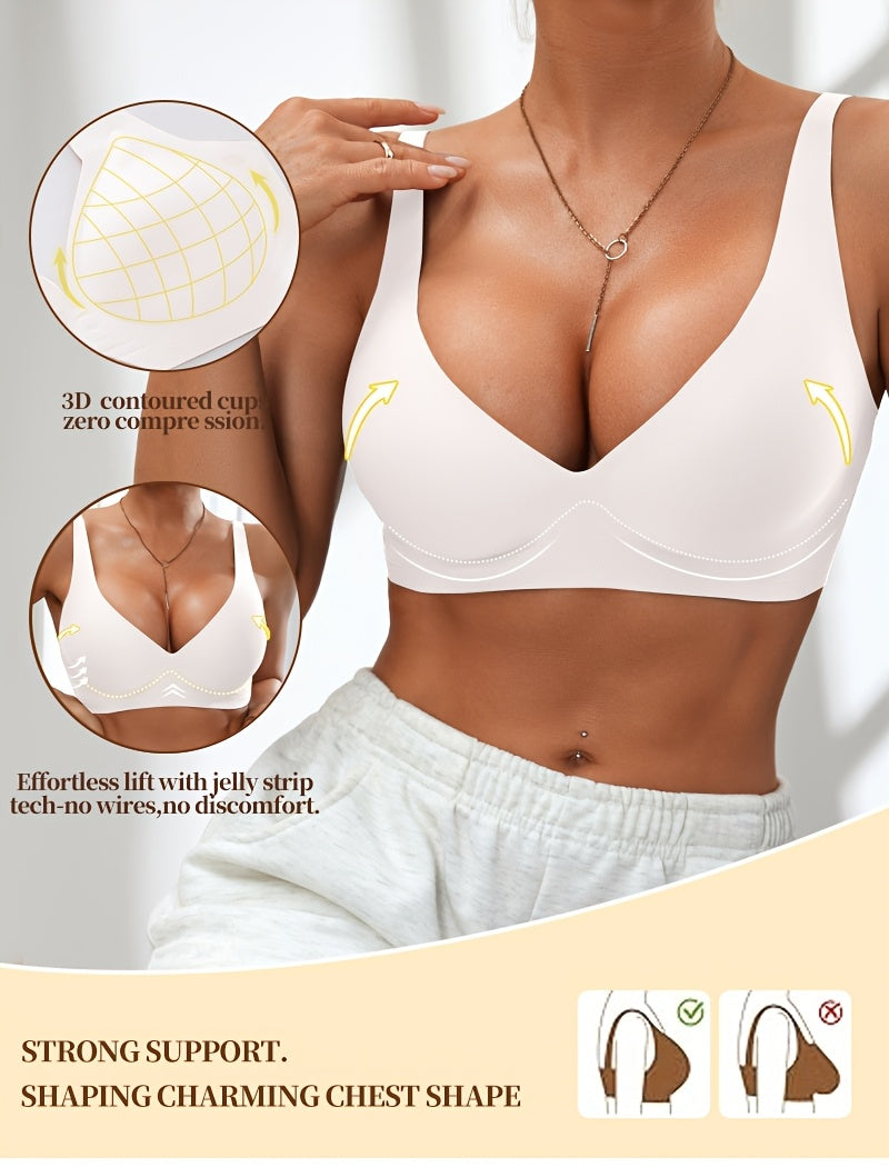 Full-Coverage Push-Up Bra - Wire-Free High Lift Non-Detachable Pad