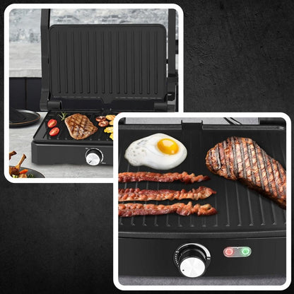 MEMFLOW Electric Panini Grill Toaster 1000W - Foldable Non-Stick