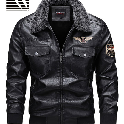 Men's Slim-Fit Fleece-Lined Biker Jacket