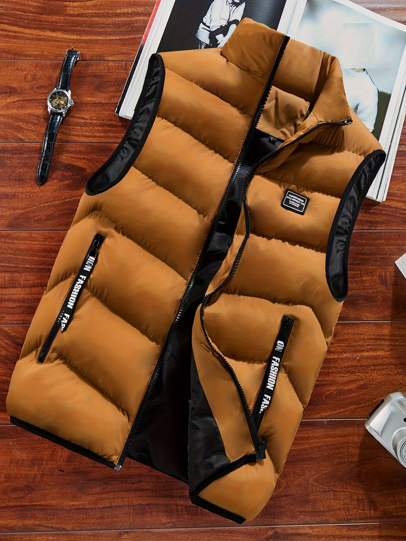 Men's Sleeveless Vest - Warm Zippered Stand Collar