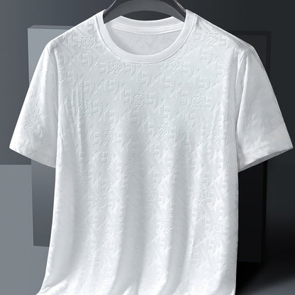 Men's Jacquard Summer Shirt - Ice Feel Round Neck