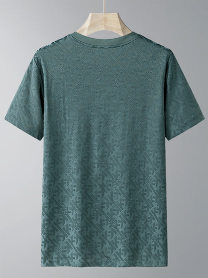Men's Jacquard Summer Shirt - Ice Feel Round Neck
