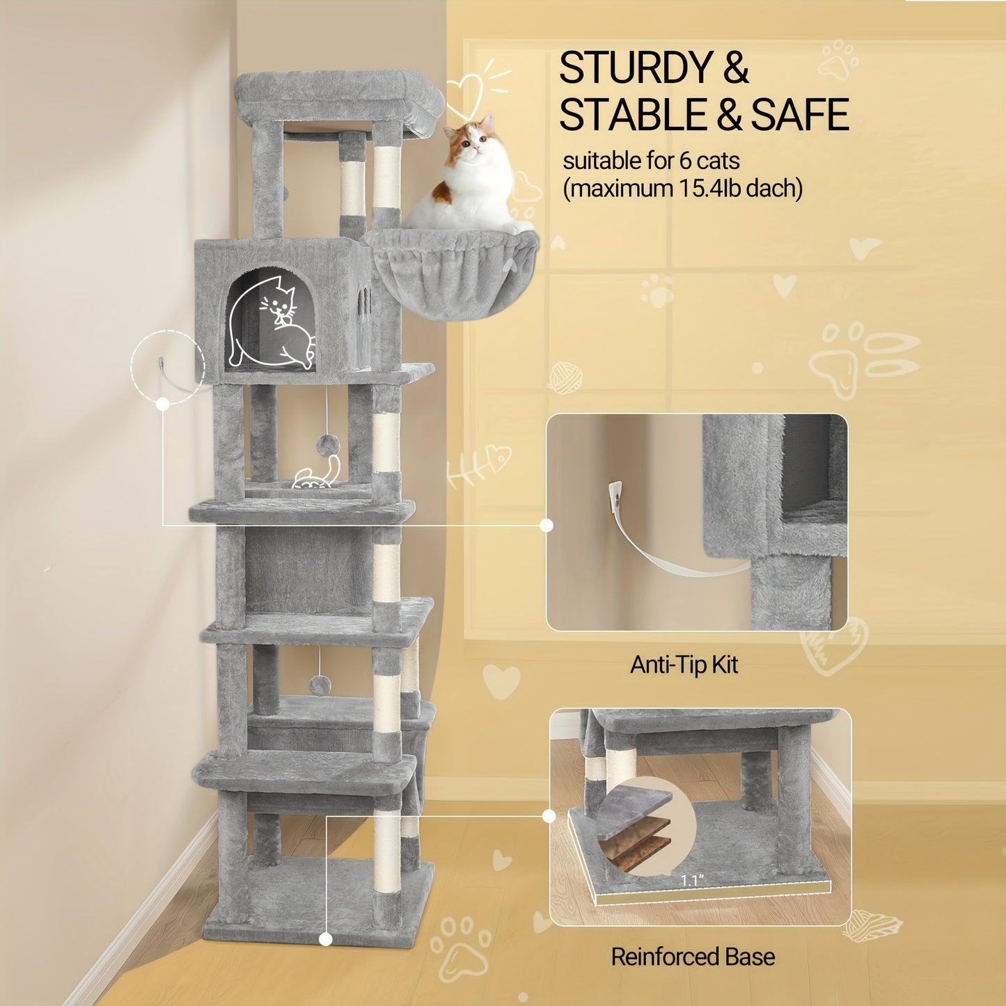 HZUANERI 170cm Large Cat Tree