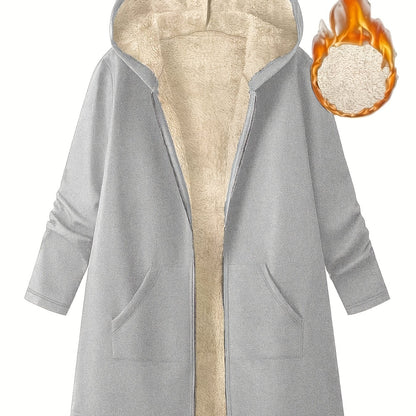 Plus Size Women's Winter Hooded Jacket - Ultra-Warm Plush Coat