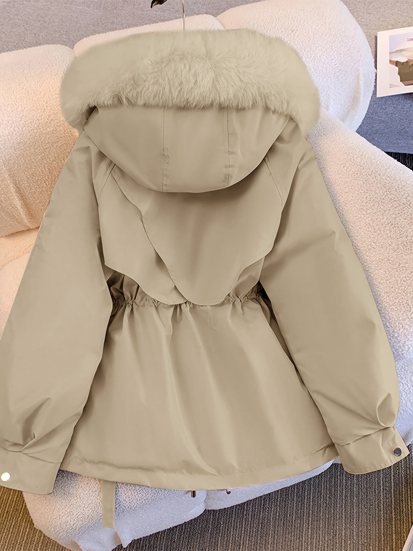 Women's Winter Fleece-Lined Thermal Coat - Full-Zip A-Line Hood