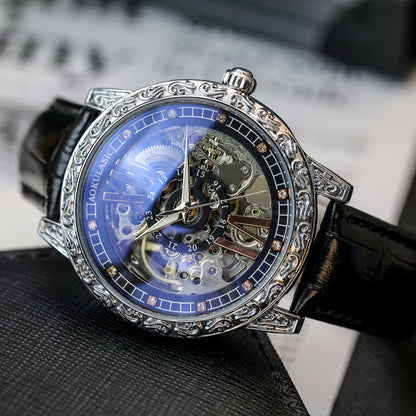 AOKULASIC Men's Luxury Tourbillon Skeleton Automatic Watch