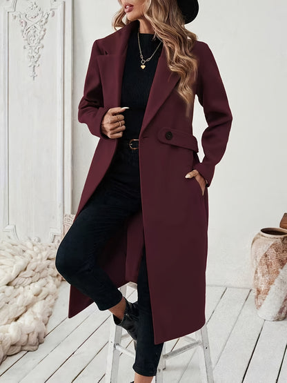 Women's Suit Collar Two-Tone Belted Long Coat - Elegant H-Line