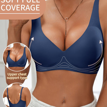 Full-Coverage Push-Up Bra - Wire-Free High Lift Non-Detachable Pad