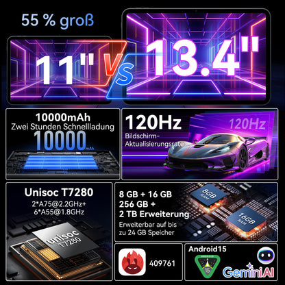 TABWEE T60 Pro Tablet 13.4" Android 15 - 24GB RAM 256GB Gaming