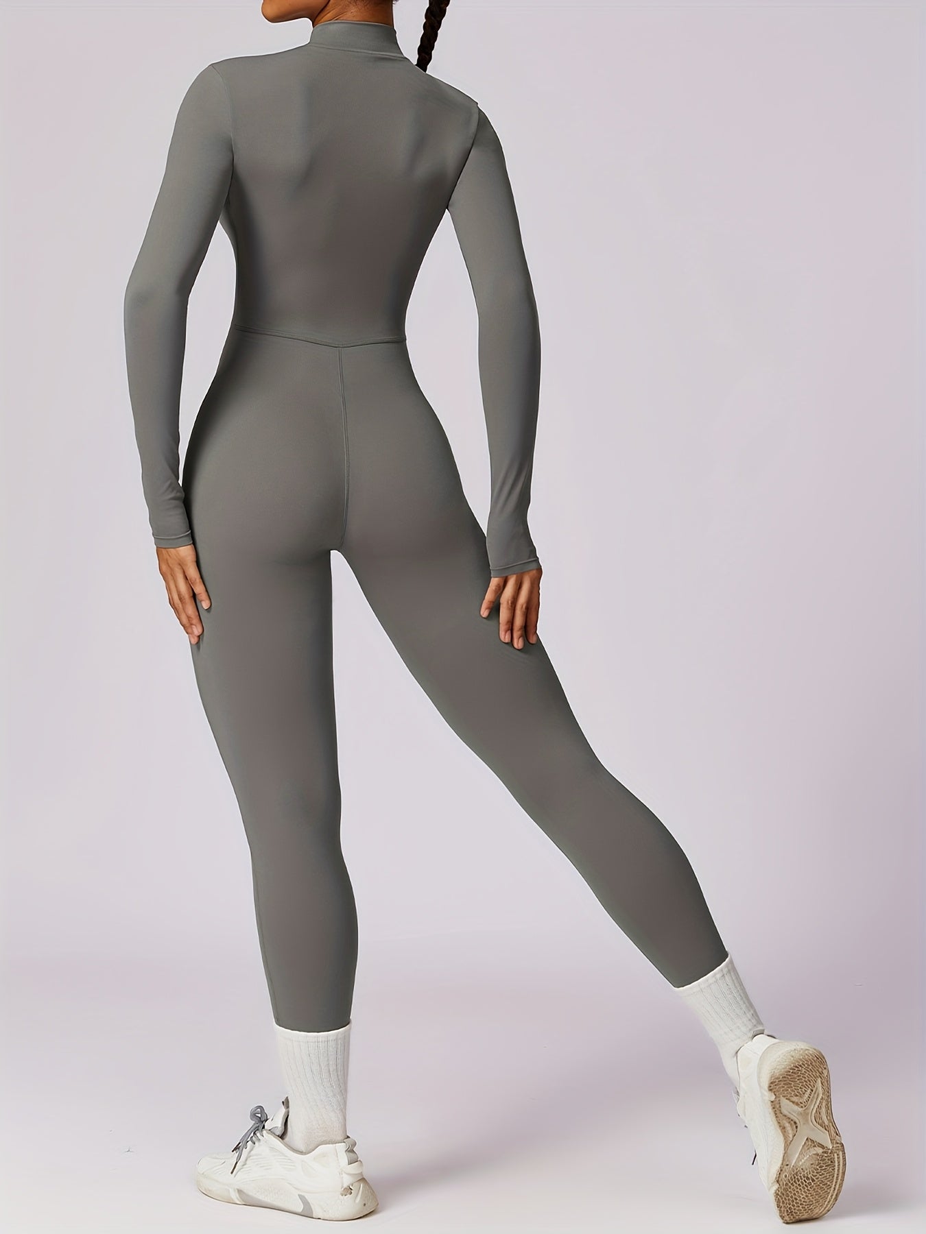 Women's Full-Zip Long Sleeve Workout Onesie - High-Stretch Athletic