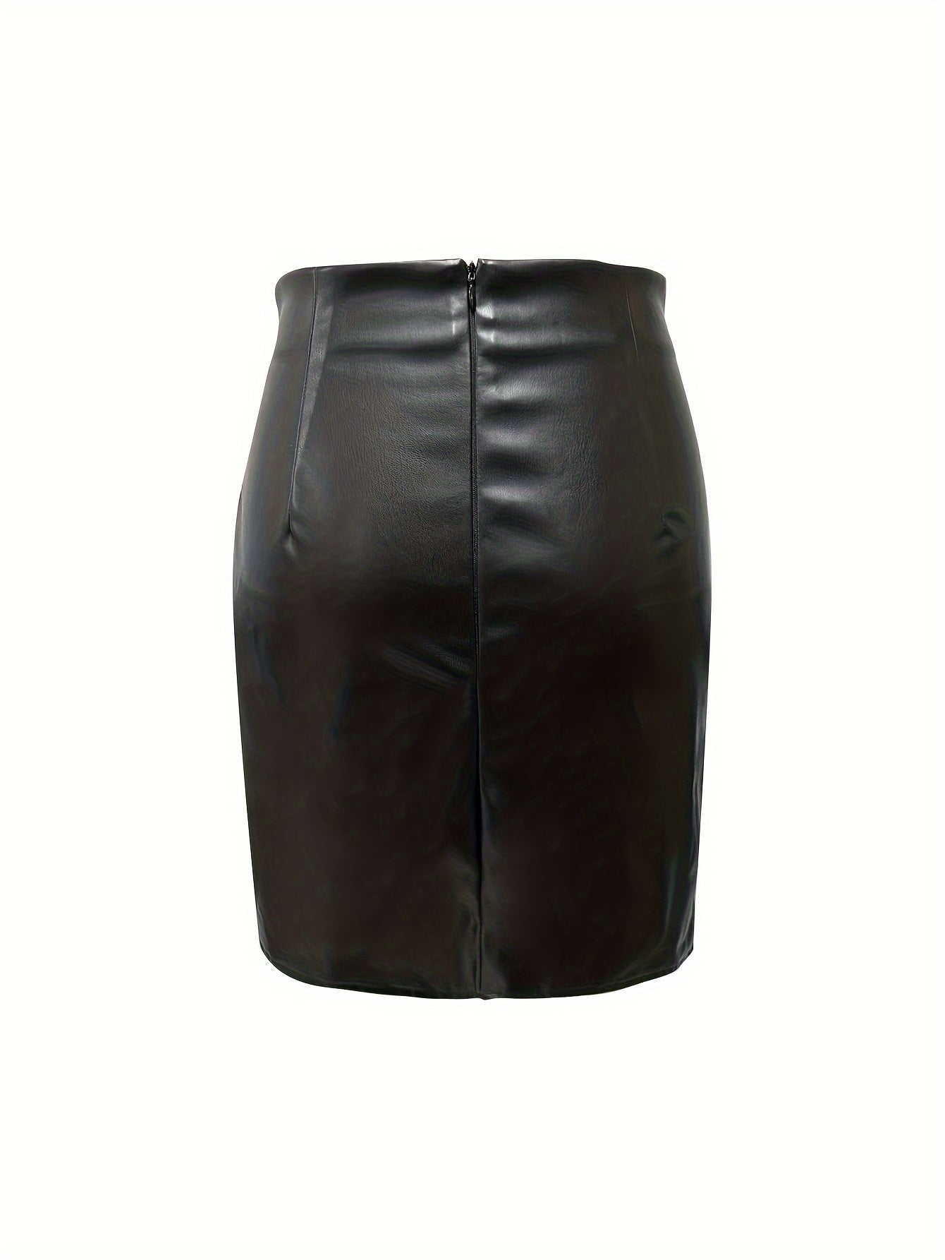 Women's Elegant PU Leather Skirt - Solid Color Half Skirt