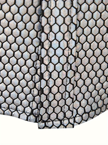 Men's 70s Disco Outfit - Diamond Foil Print Button-Up Shirt