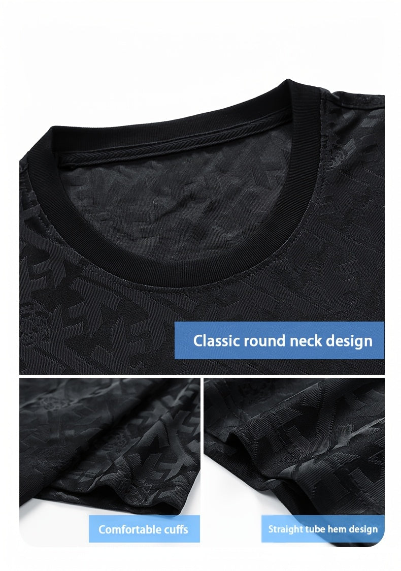 Men's Jacquard Summer Shirt - Ice Feel Round Neck