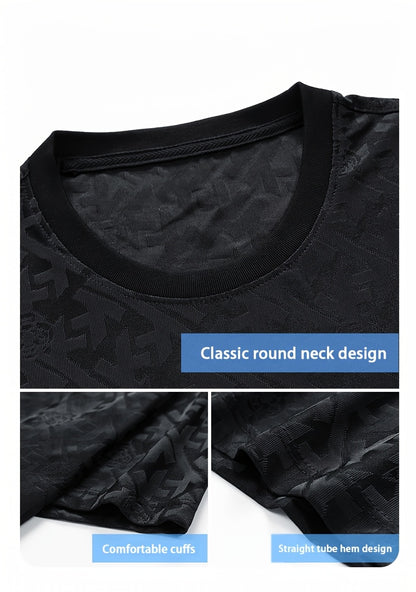 Men's Jacquard Summer Shirt - Ice Feel Round Neck