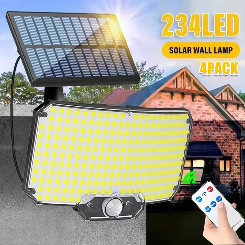 MACROCOSM 4pcs Smart Solar Wall Lights - 234 LED Motion Sensor Remote