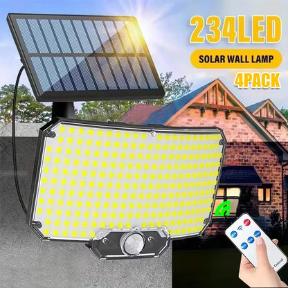MACROCOSM 4pcs Smart Solar Wall Lights - 234 LED Motion Sensor Remote