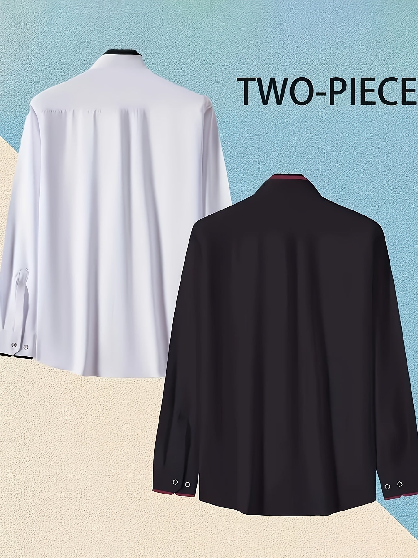 1+1 Men's Double Lapel Long Sleeve Shirt - Fashion Business Casual