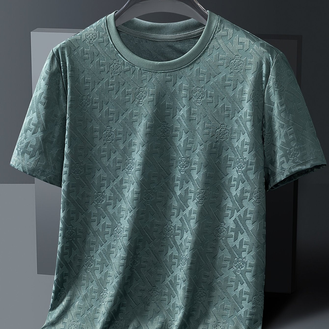 Men's Jacquard Summer Shirt - Ice Feel Round Neck