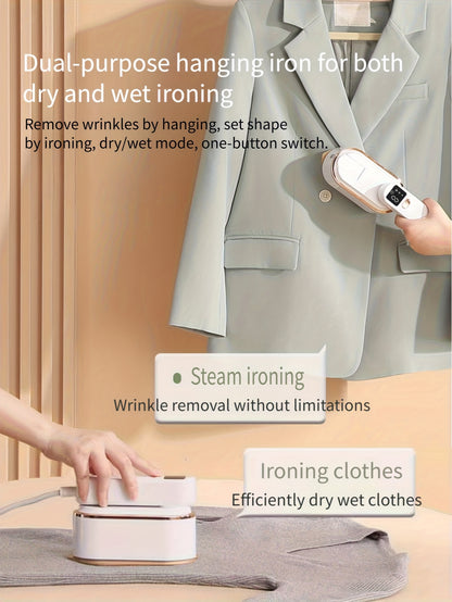 Handheld Steamer with Iron - 3-Speed 180° Rotatable 2-in-1