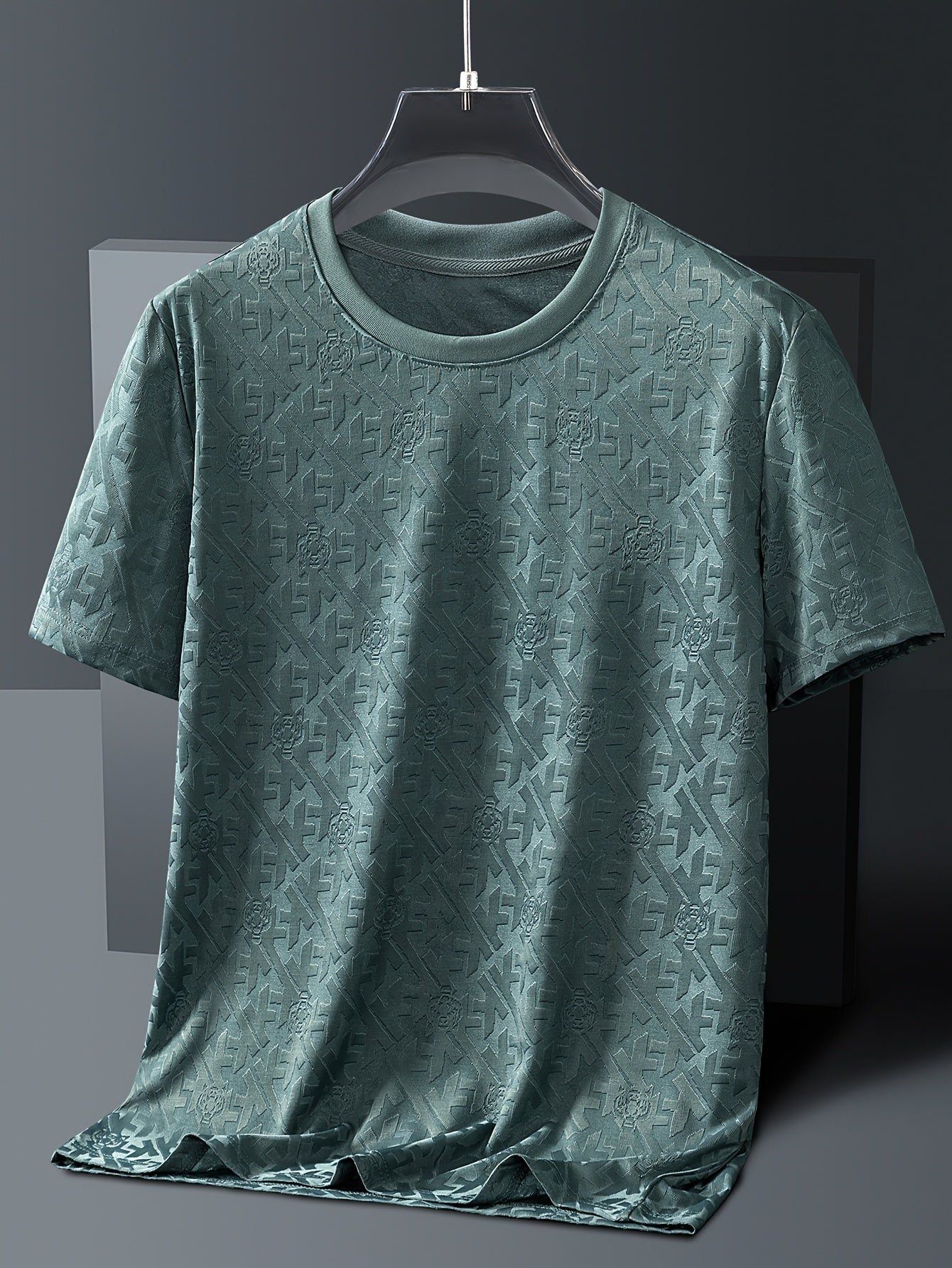 Men's Jacquard Summer Shirt - Ice Feel Round Neck