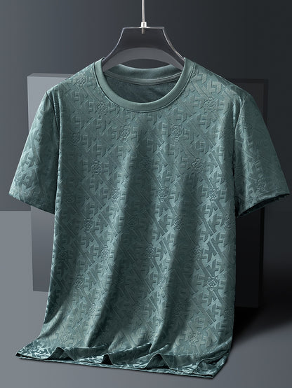 Men's Jacquard Summer Shirt - Ice Feel Round Neck