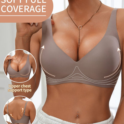 Full-Coverage Push-Up Bra - Wire-Free High Lift Non-Detachable Pad