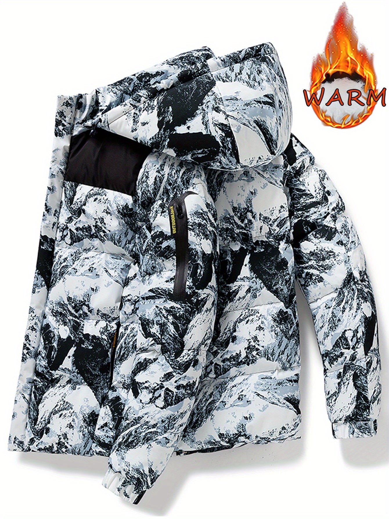 Men's Winter Heavy-Duty Camo Jacket - Hooded Parka Coat
