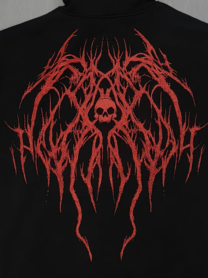 Men's Gothic Skull Print Zip Hoodie - Loose Fit with Pockets