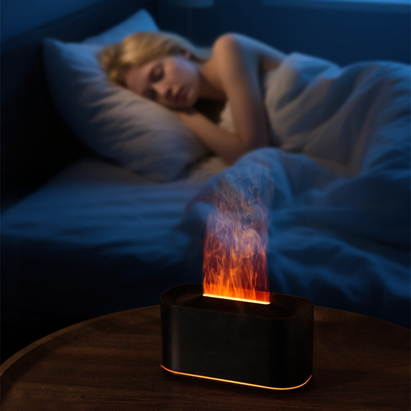 USB Flame Aroma Diffuser - Essential Oil Humidifier with Nightlight