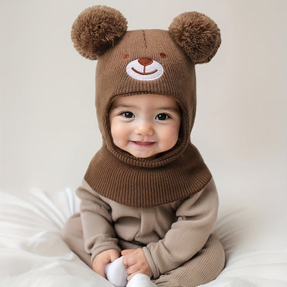 Baby Bear Ear Mask & Beanie - 0-8 Years Winter Hat