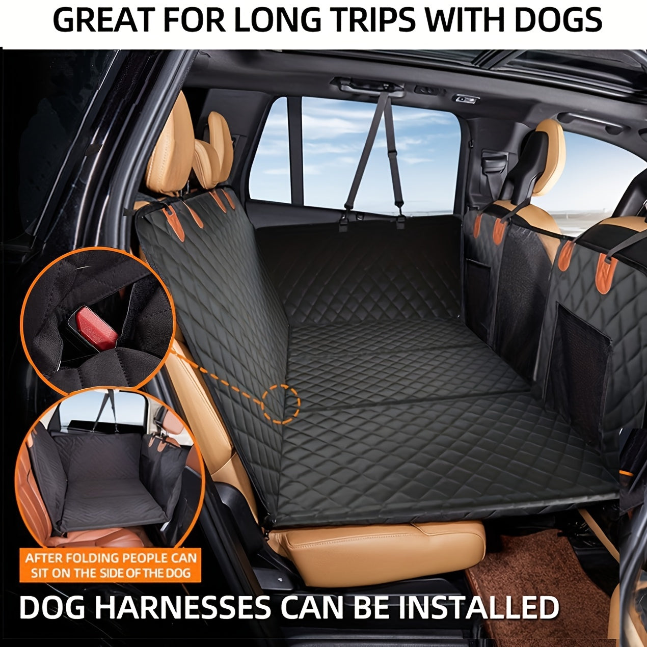 Car Dog Seat Cushion - Heavy-Duty Hard Base Mesh Backrest