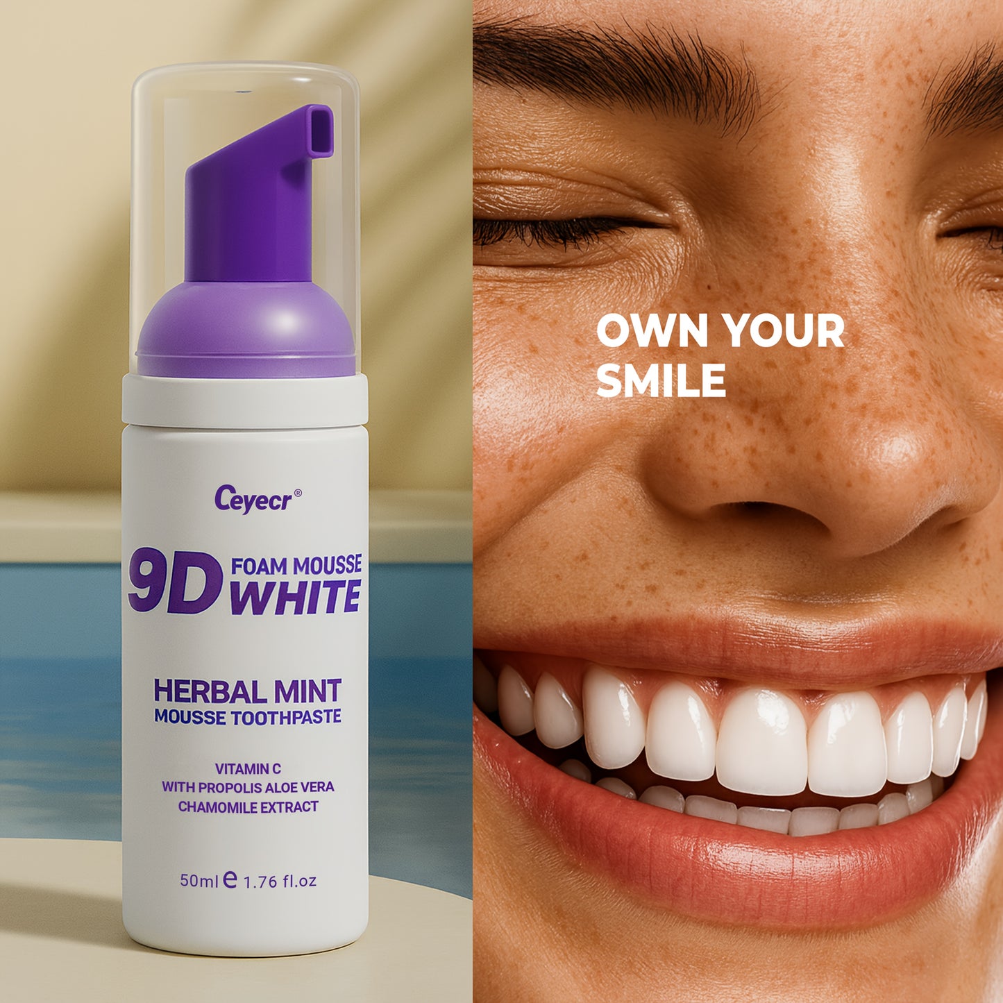 Ceyecr Teeth Cleaning Mint Mousse 50ml - Brightening & Fresh Breath