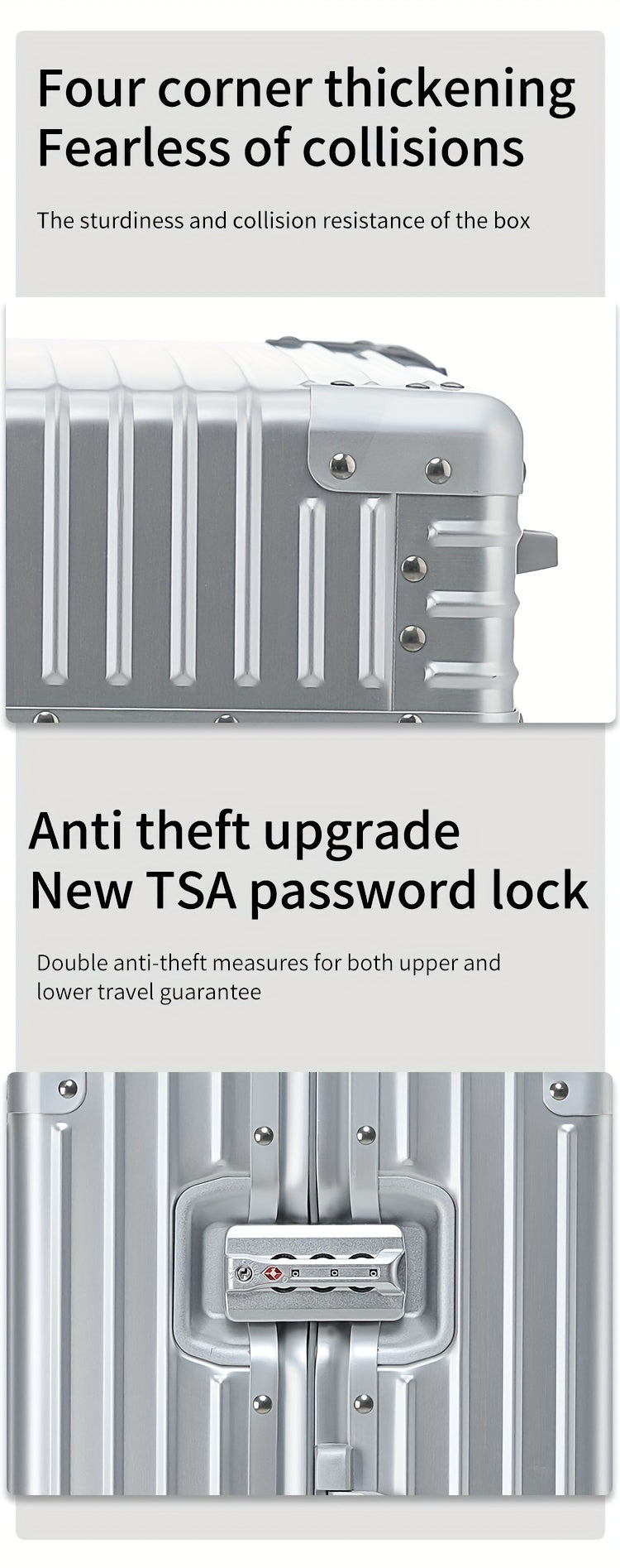 Aluminum Magnesium Alloy Luggage 20-28" - Password Lock Hard Case