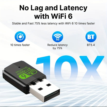 AX600 Bluetooth 5.4 USB WiFi 6 Adapter - 2in1