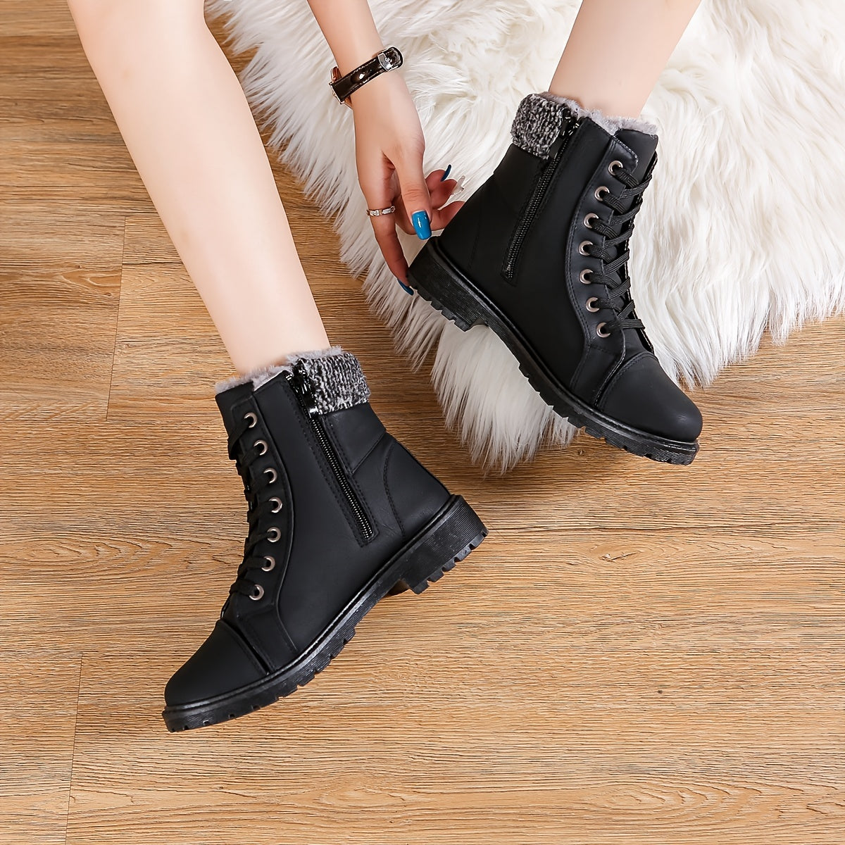 Women's Winter Boots - Side Zipper Plush