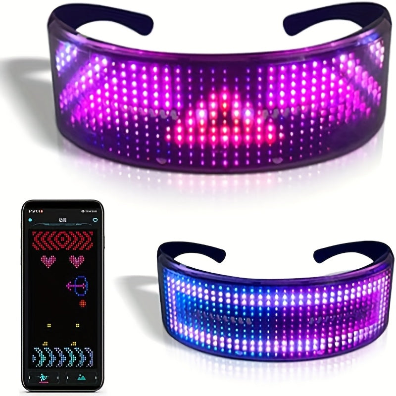 Full-Color LED Glasses - App Control Programmable for Raves & Parties