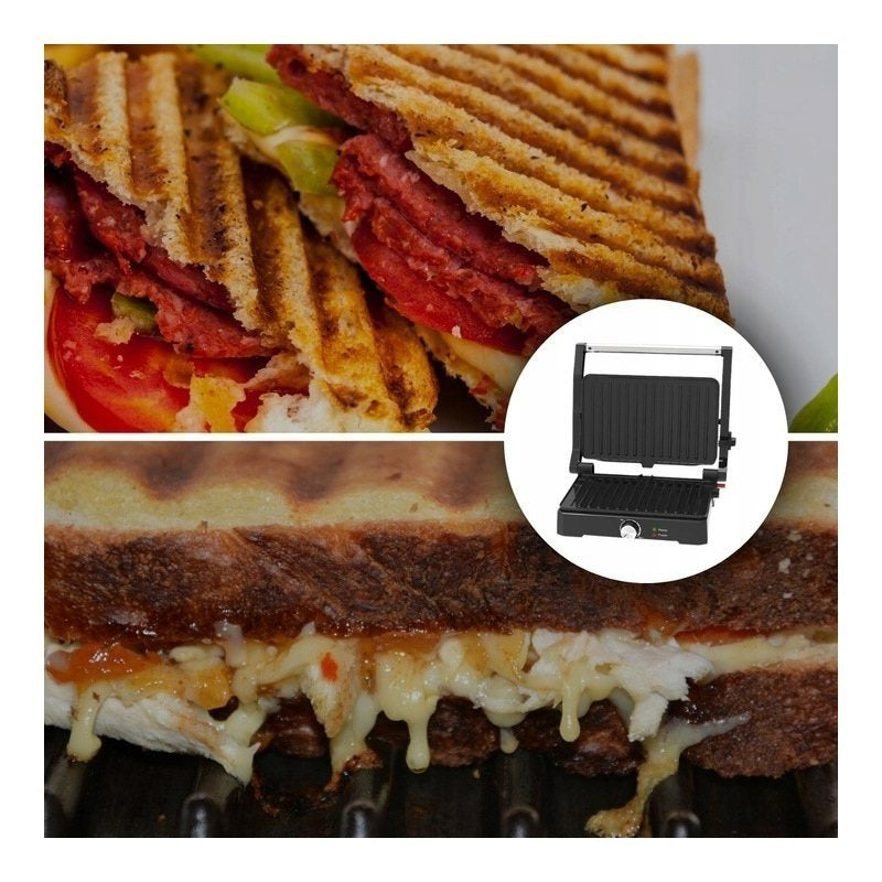 MEMFLOW Electric Panini Grill Toaster 1000W - Foldable Non-Stick