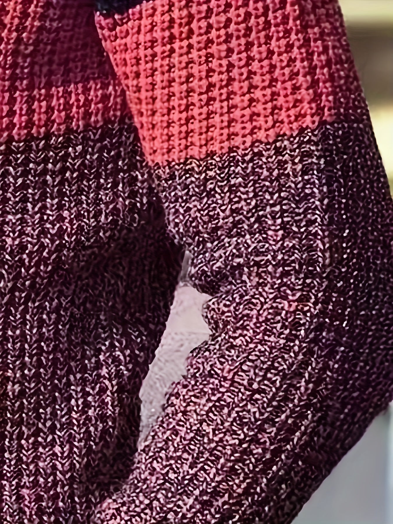 Men's Half-Zip Striped Sweater - Stand Collar Color Block