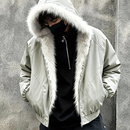 Hooded Warm Jacket with Fur Collar