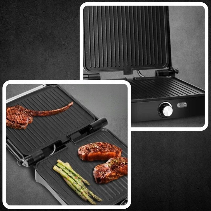 MEMFLOW Electric Panini Grill Toaster 1000W - Foldable Non-Stick