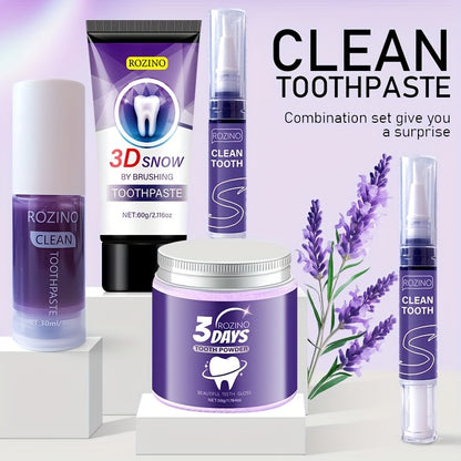 Teeth Whitening Set 5pcs - Toothpaste Powder & Beauty Pencil