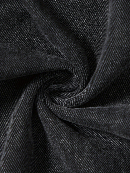 Men'S Streetwear Denim Wide-Leg Pants - Distressed, Loose Fit, Black, Casual Style, All-Season Wear, Non-Stretch Fabric, Perfect for Weekend Outings, Streetwear Fashion | Distressed Denim | Nonstretch Fabric