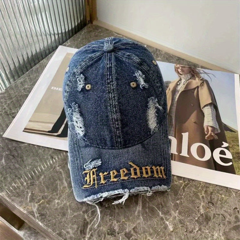 Baseball Cap - Washed Distressed with Embroidery