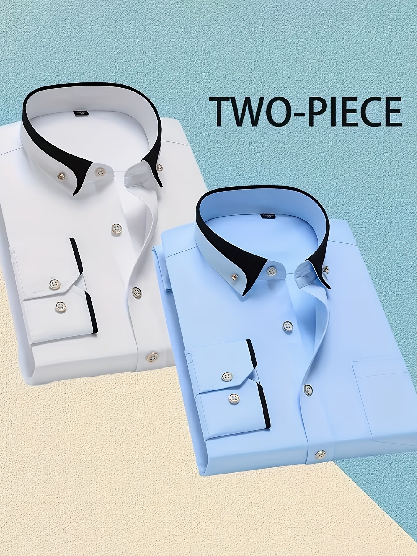 1+1 Men's Double Lapel Long Sleeve Shirt - Fashion Business Casual
