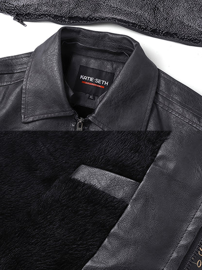 Men's Slim-Fit Fleece-Lined Biker Jacket