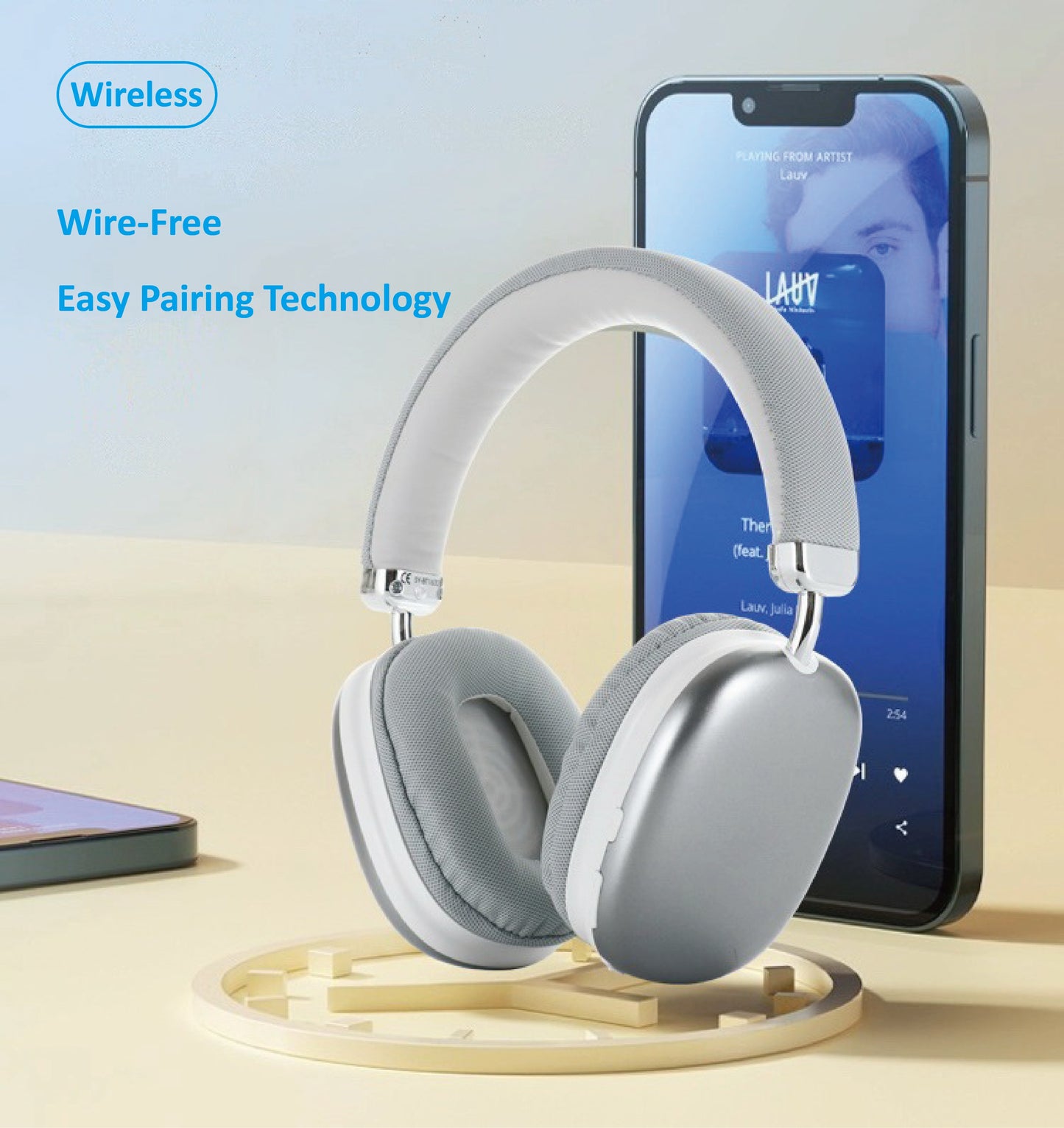 Wireless Headphones - Lightweight Foldable with Built-In Mic