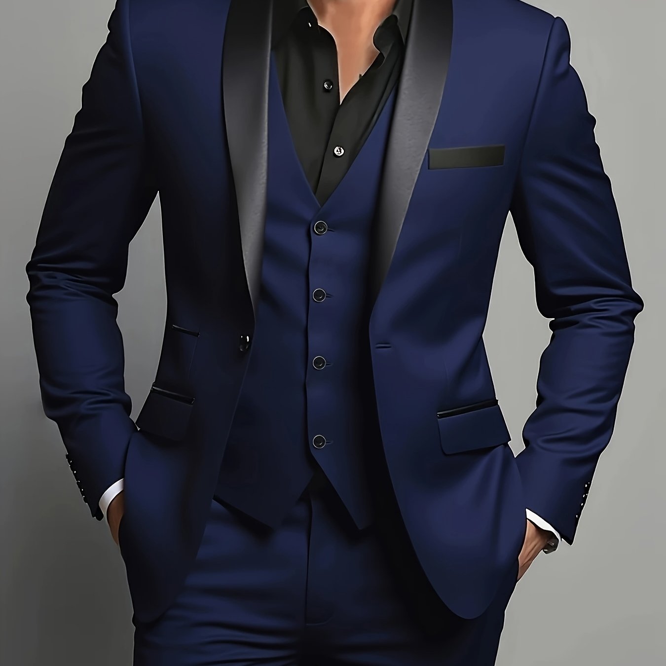 Men's 3pcs Suit Set - Blazer Vest Pants Elegant